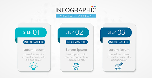 Business infographic design template with icons and 3 options or steps for presentations banner, workflow layout, process diagram, flow chart, info graph. Vector Infographics for business concept EPS10