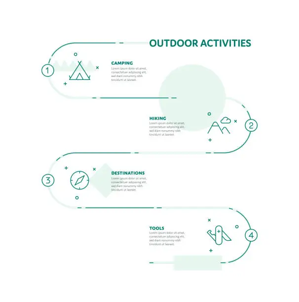 Vector illustration of Outdoor Activities Concept Infographic Design with Editable Stroke Line Icons