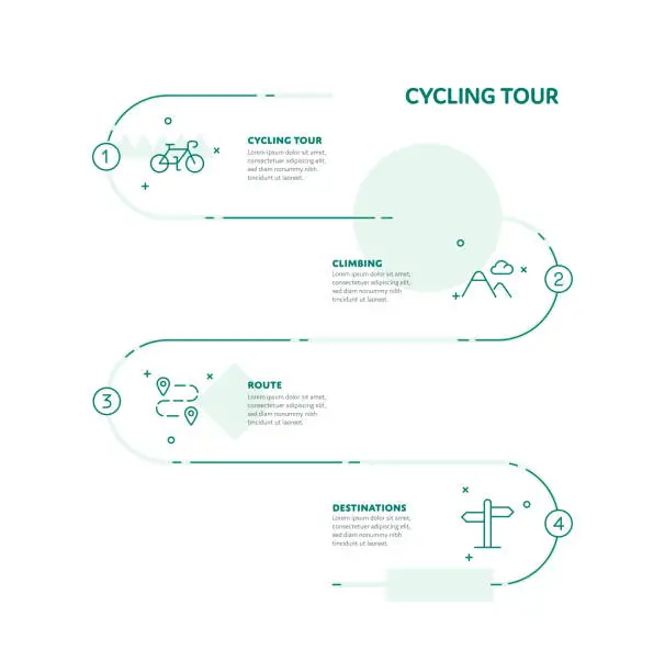 Vector illustration of Cycling Tour Concept Infographic Design with Editable Stroke Line Icons