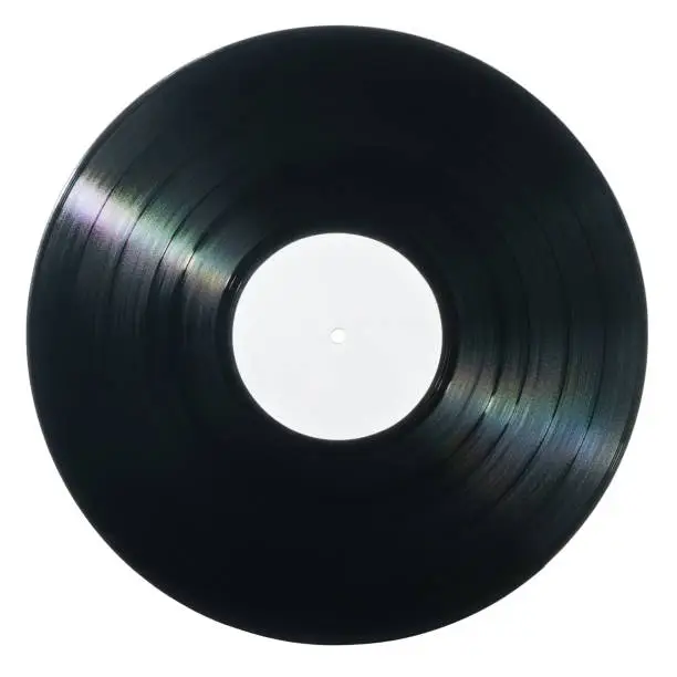 Vinyl record on white background with clipping path