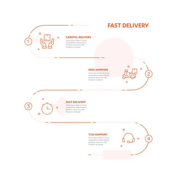Vector illustration of Fast Delivery Concept Infographic Design with Editable Stroke Line Icons