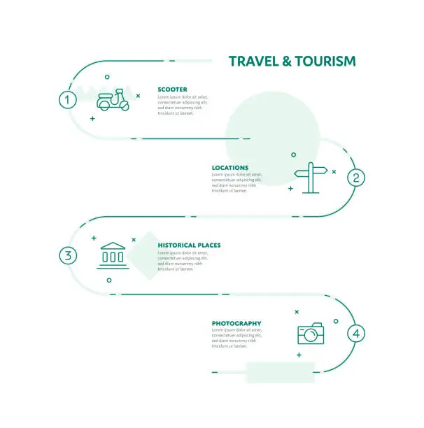 Vector illustration of Travel and Tourism Concept Infographic Design with Editable Stroke Line Icons