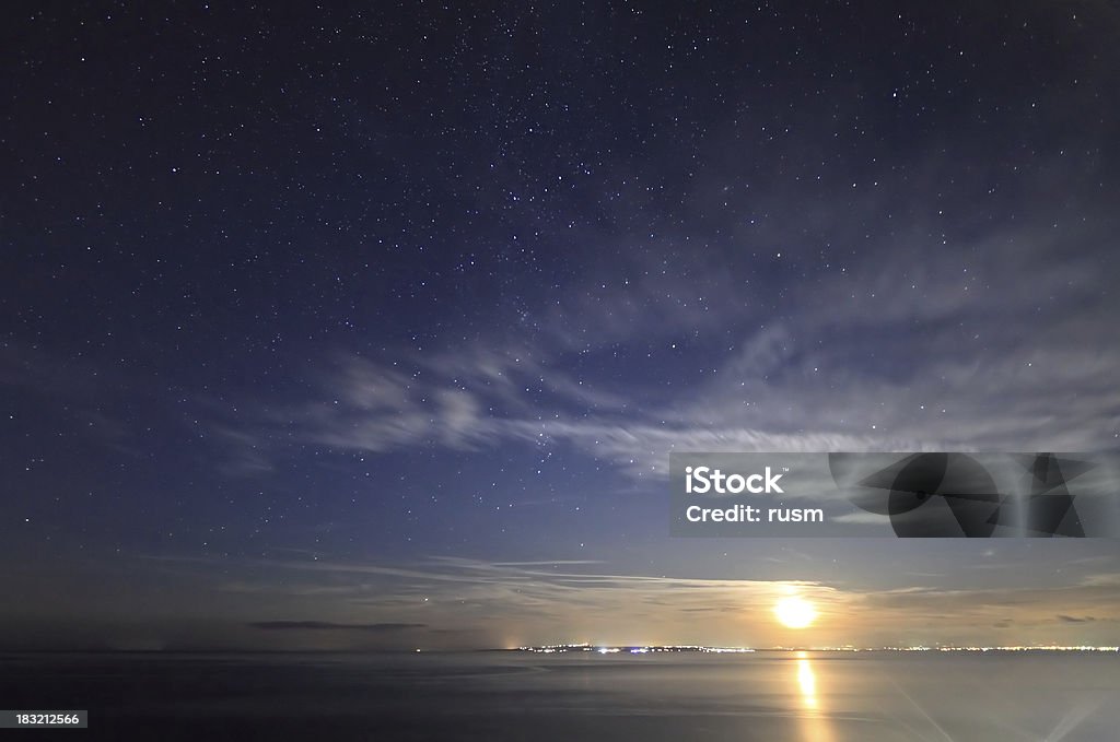 Moonrise "Moon rising over Ionian sea, Greece" Beauty In Nature Stock Photo