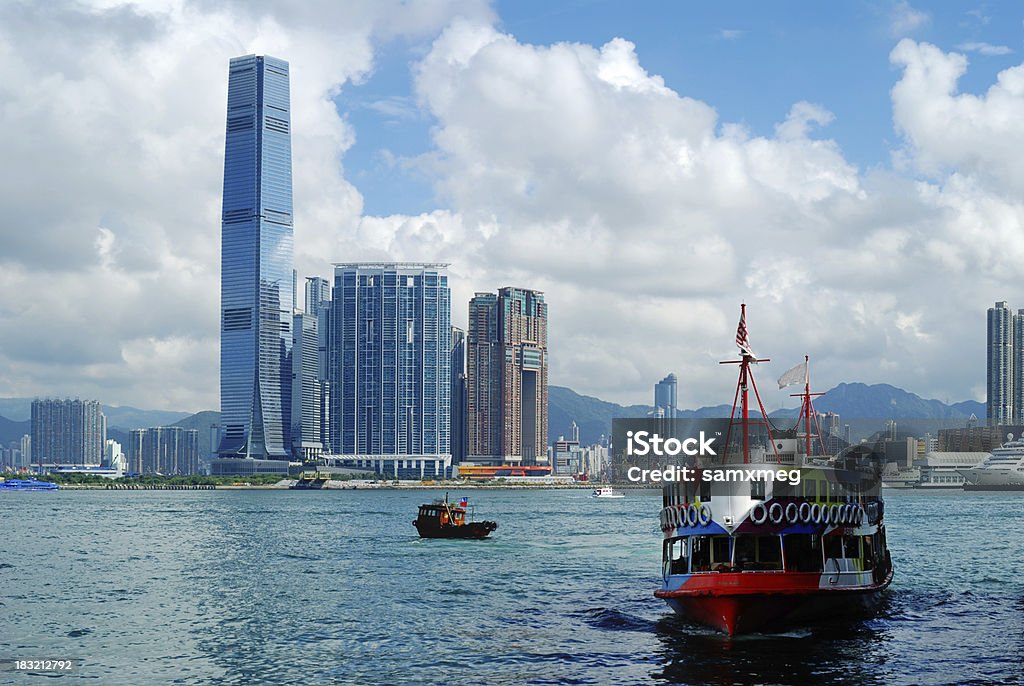 Vista diurna para o Porto de Victoria de Hong Kong - Foto de stock de Arquitetura royalty-free