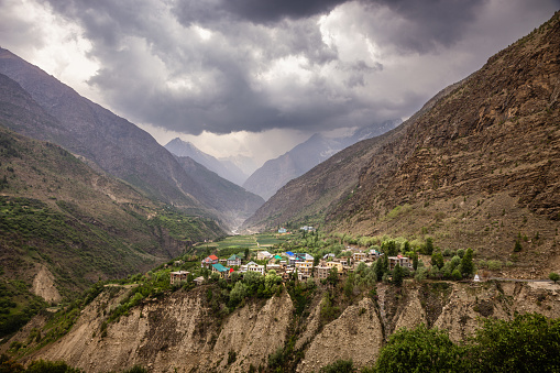 Small Himalayan town along the road to Leh from Manali
