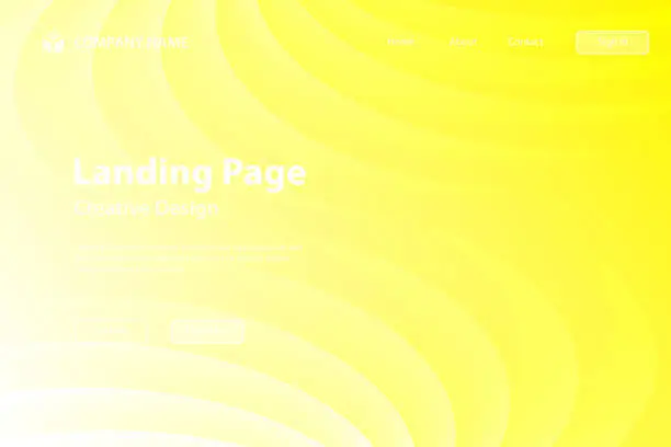 Vector illustration of Landing page Template - Trendy geometric design - Yellow abstract background