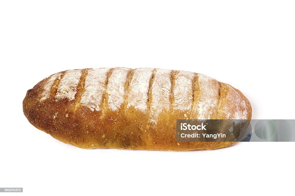 Fatto in casa, fatta a mano, pane Crusty europea paese di Pan isolato su bianco - Foto stock royalty-free di Farina