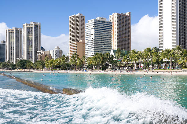 istock waves crashing in Waikiki beach 183214954