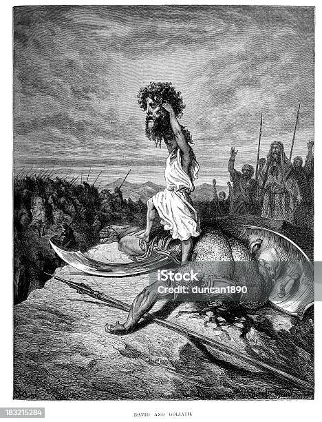 David Et Goliath Vecteurs libres de droits et plus d'images vectorielles de Le Roi David - Figure religieuse - Le Roi David - Figure religieuse, Goliath - Figure religieuse, Bible