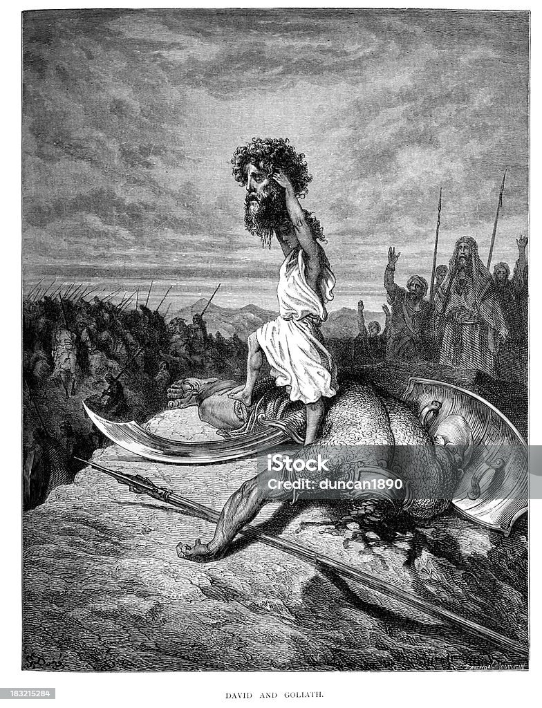 David e Goliath - Ilustração de David - Figura bíblica royalty-free