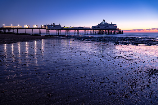Early morning twilight sky Eastbourne pier famous place in Southern England Europe