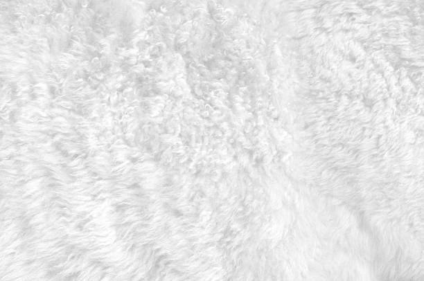 close-up of a soft white furry blanket - kabarık stok fotoğraflar ve resimler