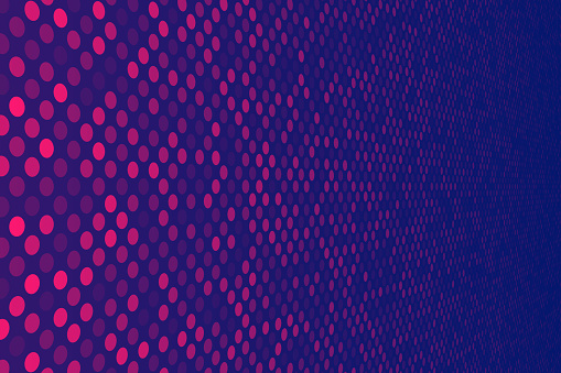 Modern and trendy background. Abstract geometric design with a mosaic of dots and beautiful color gradient. This illustration can be used for your design, with space for your text (colors used: Red, Pink, Purple, Blue). Vector Illustration (EPS file, well layered and grouped), wide format (3:2). Easy to edit, manipulate, resize or colorize. Vector and Jpeg file of different sizes.