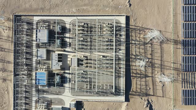Desert solar power plant transformer station