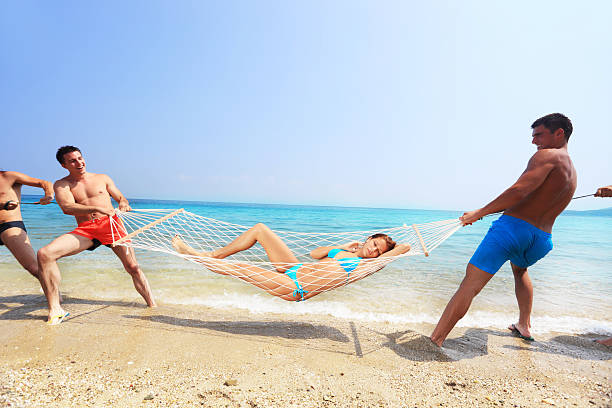 istock Fun on the Beach with Five Friends 183215755