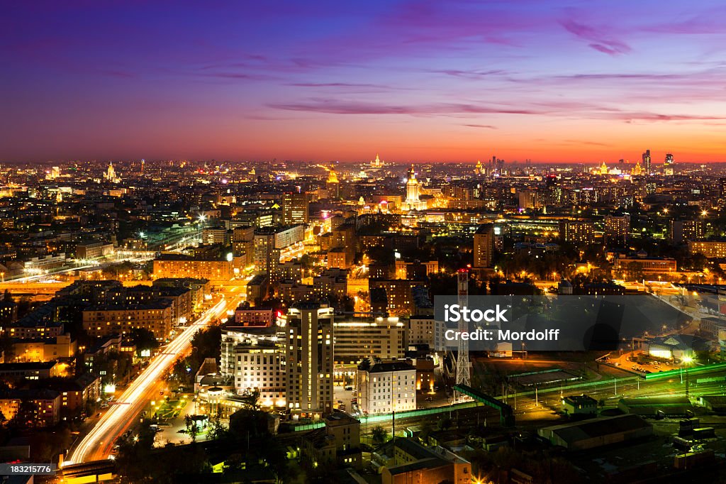 Moscow skyline at night. Aerial view http://www.mordolff.ru/is/_lb_moscow_cityscape_13.jpg Moscow - Russia Stock Photo