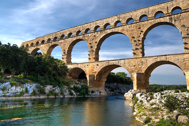 Beautiful scenery view of Pont Du Gard, France stock photo