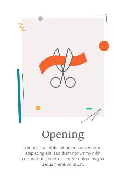 Vector illustration of Opening icon with editable stroke, placed on a  style vertical web banner.
