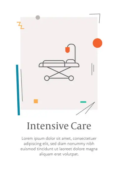 Vector illustration of Intensive Care icon with editable stroke, placed on a  style vertical web banner.