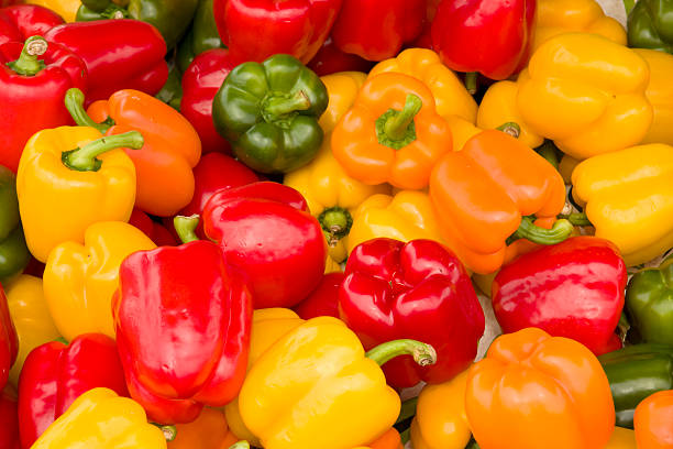 istock Green yellow and red Peppers 183216481