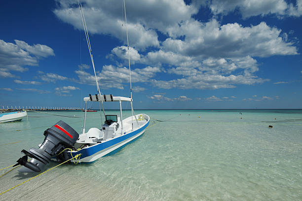 istock Small boat in shallow water 183216920