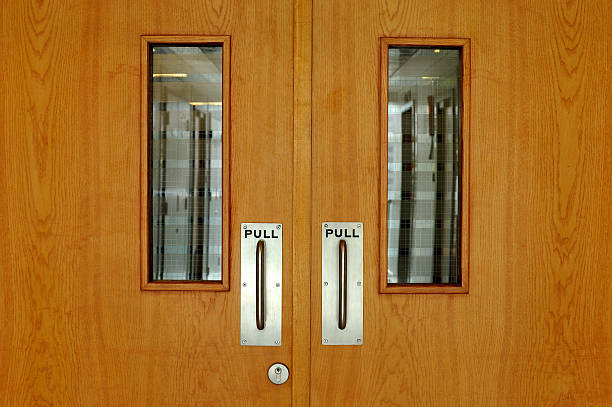 office entrance with viewing glass