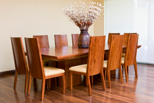 Contemporary Hardwood Furnishing in Dining Room