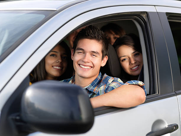 istock Young friends in a car 183218533