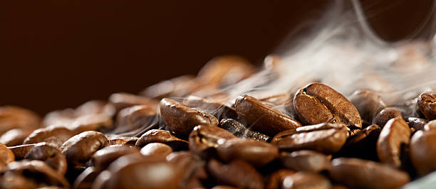 Coffee beans exhaling natural aroma stock photo