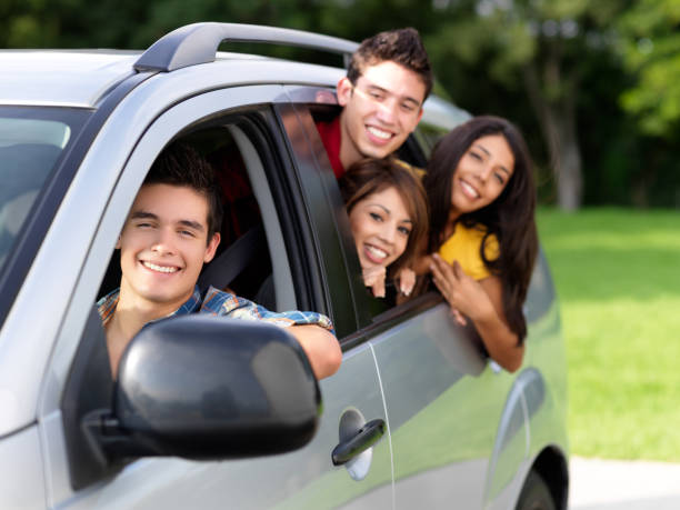 istock Friends in a car having fun 183219034