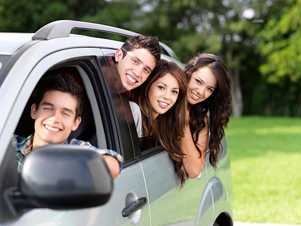 istock Group of friends in a car 183219142