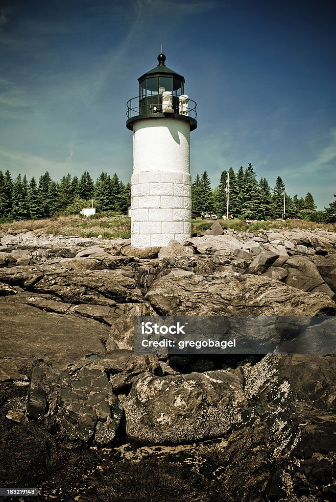 Marshall Point Lighthouse in Port Clyde, Maine "The Marshall Point Lighthouse in Port Clyde, Maine with dark blue sky." Lighthouse Stock Photo