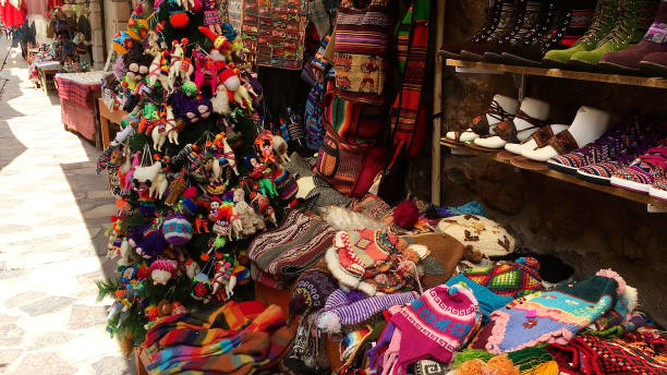 istock Traditional Peruvian crafts in Pisac Market, Peru. 1832211980