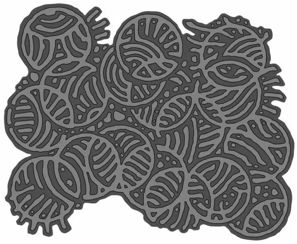Vector illustration of Stylish tile for CNC cutting ornate in round shapes, tille pattern for 2d stencil. Fashionable ethnic authentic background with circle shapes. Decorative lattice, wall panel. Vector wallpaper