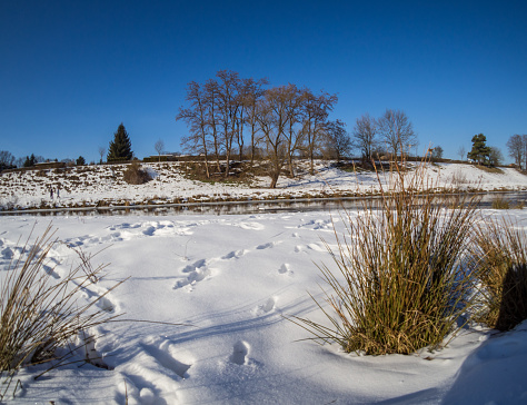 winter landscape in germany on field