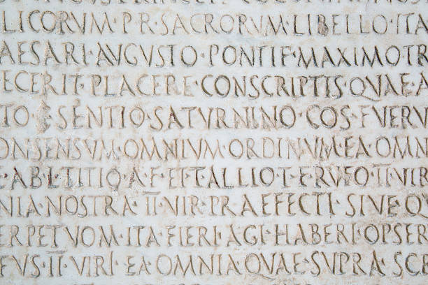 istock Ancient latin words carved on stone, Pisa 183230235
