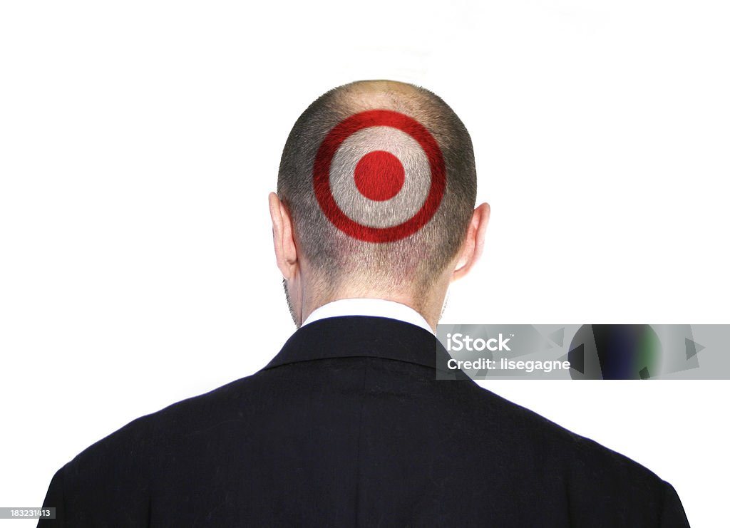 Biznesmen z docelowym malowane na głowę - Zbiór zdjęć royalty-free (Białe tło)