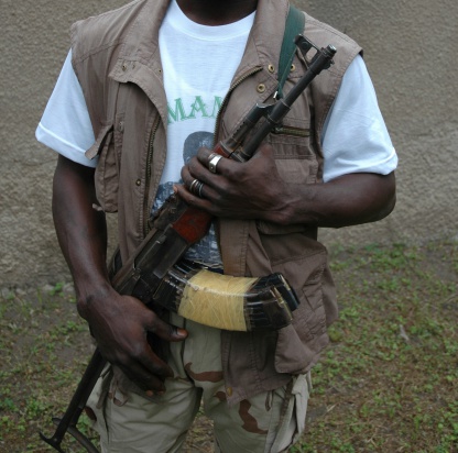 Mocimboa da Praia, Mozambique – August 16, 2023: A male member of the military forces in Mocimboa da Praia, located in the Cabo Delgado region