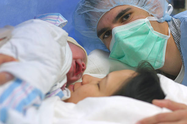 Emergency Caesarean stock photo