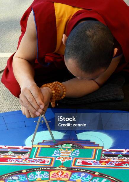 Tibetan Monk Creating Mandala Stock Photo - Download Image Now - Art, Adult, Art And Craft