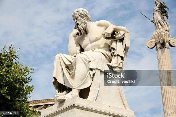 Statue Of Socrates The Philosopher With Sky In Distance Stock Photo - Download Image Now