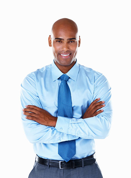 istock An African American business with hands folded isolated on white 183232768