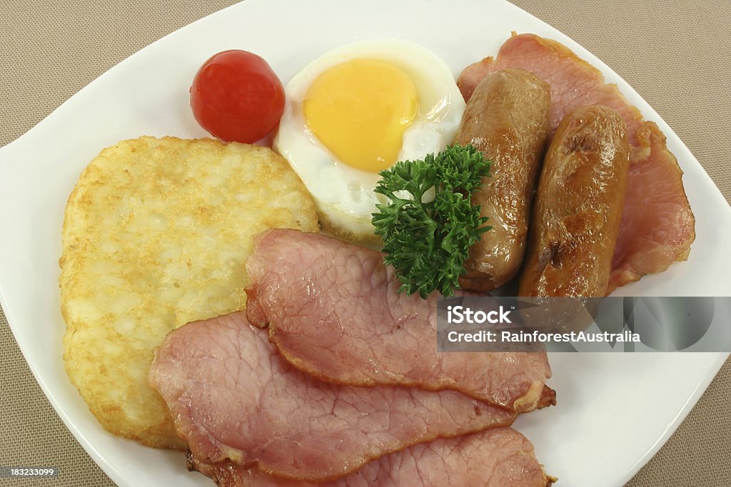Speck, Eier und Würstchen, Kartoffelpuffern - Lizenzfrei Ei Stock-Foto