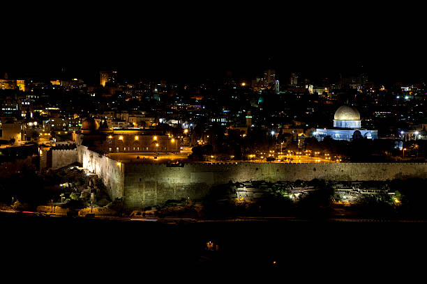 istock Old city of Jerusalem at night 183233275