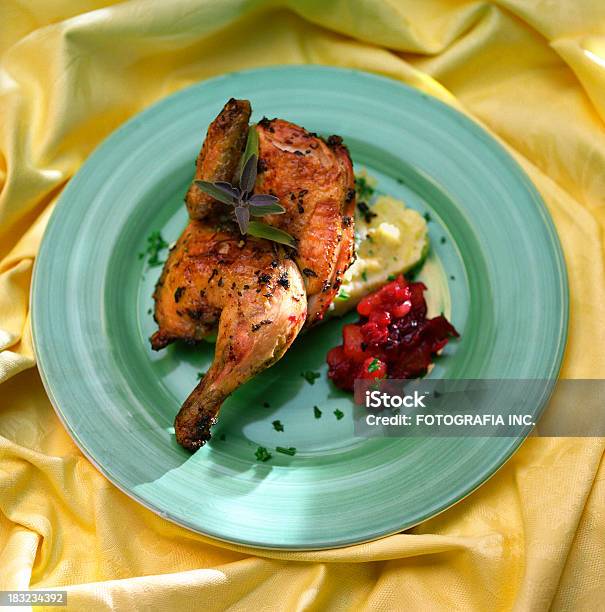 Girarrosto Pollo Con Purè Di Patate - Fotografie stock e altre immagini di Carne di pollo - Carne di pollo, Piatto - Stoviglie, Adulazione