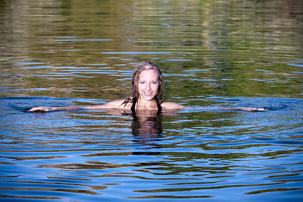 istock Smiling Woman Swimming in Water 183234542