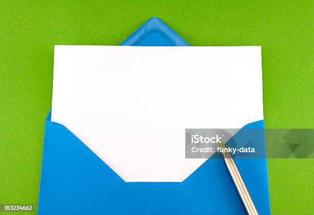 Blank Greeting Card In Blue Envelope Stock Photo - Download Image Now - Anniversary, Birthday, Birthday Card