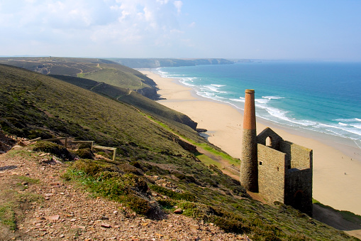 Europe, England, Cornwall, St Agnes Head, the picturesque clifftop disused tin mine of Wheal Coates