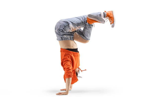 Hip Hop Style Dancer performing isolated on a white background