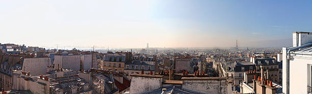 panorama de paris de montmartre telhados-vista - notre dame de lorette imagens e fotografias de stock